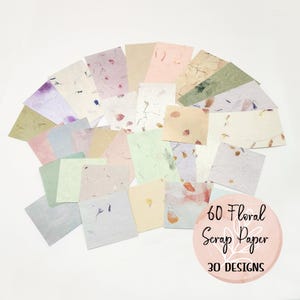 60 pezzi di carta da ritagli floreale, disegni unici in stile pressé, fogli di dimensioni miste, per decoupage, collage, materiali per diari di scarto