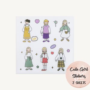 Pegatinas de chicas lindas, atuendo del día, moda, pegatinas de planificador de chicas de dibujos animados, diario, álbumes de recortes