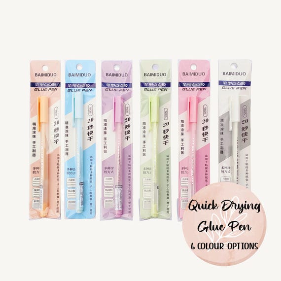 Quick Drying Glue Pen for Journaling, Scapbooking, Coloured Glue, School Supplies