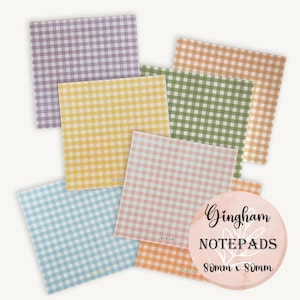 Gingham Notepad, 7 Colours to Choose from, Cute Aesthetic Memo Pad for Journaling, Planning