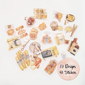 Adesivi a tema cottura, utensili da forno, pane, panetteria, pianificatore, calendario, album di ritagli, adesivi per diario
