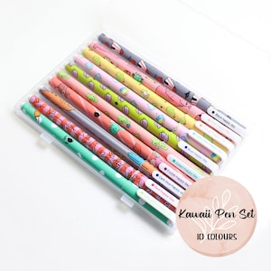 Journal Gel Pens, Kawaii Animal Design, 10 Colours, 0.38mm Extra Fine Tip, Planner Pens