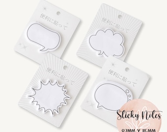 Sticky Notes, Speech Bubble Design Memo Notes, Black and White, 30 Sheets