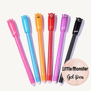 Erasable Gel Pen, Cute Monster Design, with Eraser Top, Novelty Stationery Gift, Blue Ink, Stocking Fillers