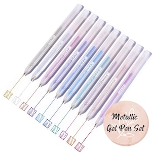 Metallic Gel Pen Set, Journal Planner Craft Pen, 1.0mm Medium Tip, Stationery Gift