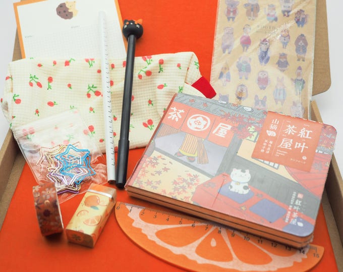 Cute Stationery Gift Box, Birthday, Cat Christmas Hamper, Hand-picked, Personalised, Back to School Stationery Gift