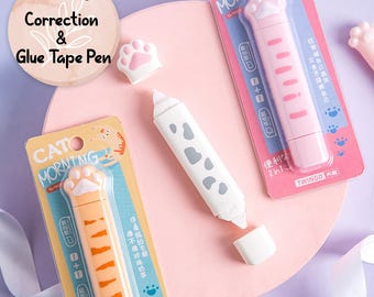 Katzenpfote 2-in-1 Korrekturstift, Klebestift: Kawaii Stationery