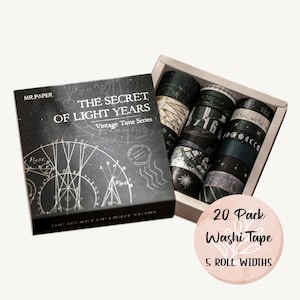 Vintage astronomie washitape, set van 20, retro kosmos, tijdreizen, scrapbooking, efemere tijdschriften, knutseltape