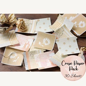 Confezione di carta da ritagli crespa e testurizzata, 30 fogli, design neutri unici per scrapbooking, découpage, collage, junk journaling