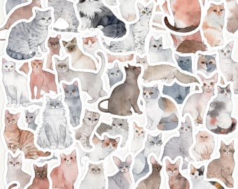 Katzen Sticker Pack für Journaling, Planer, Scrapbooking, Aquarell Style