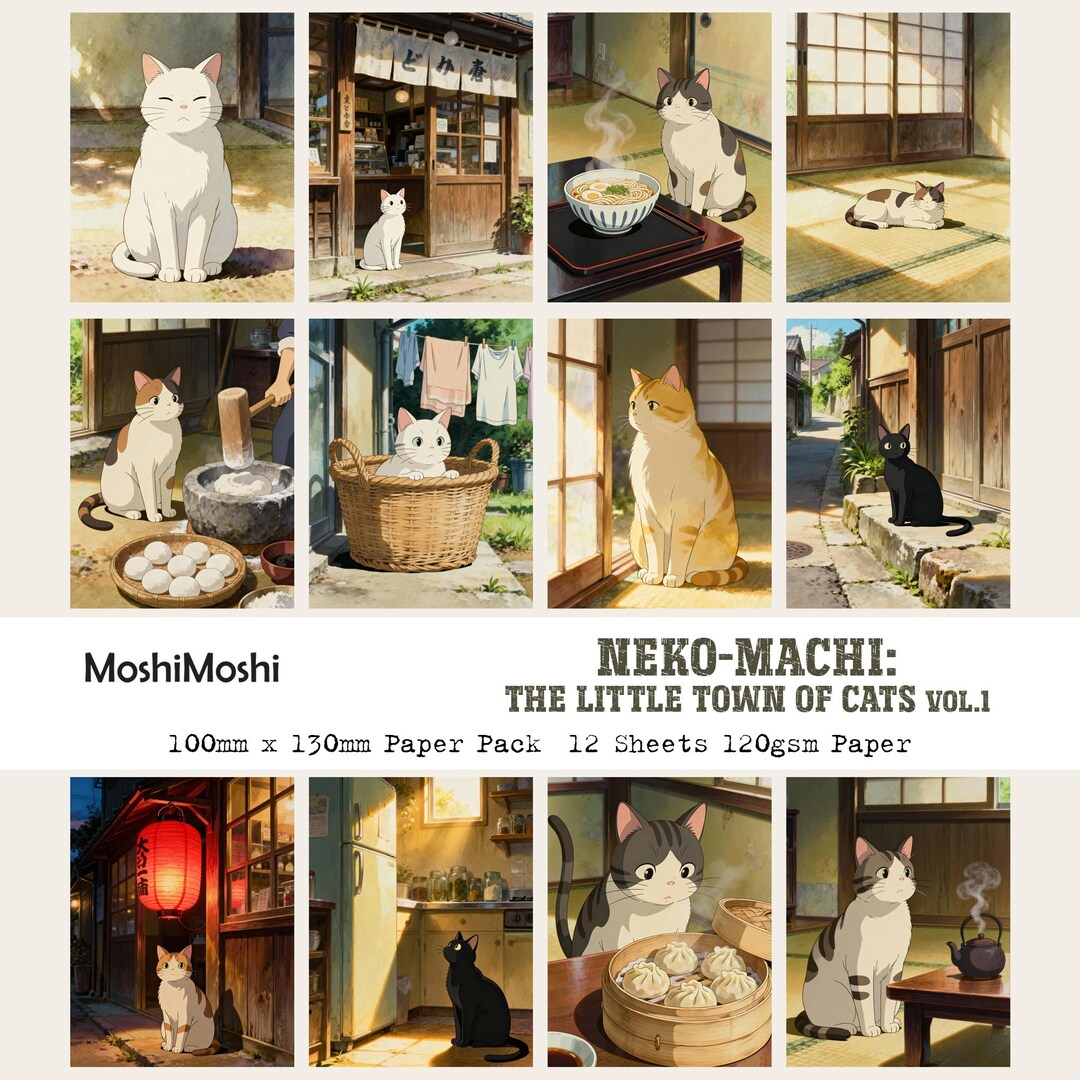 Japanese Anime Cats Journal Paper Pack: 12 Unique Designs - Etsy