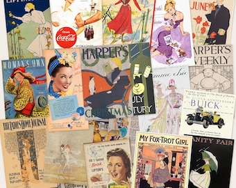 Vintage Magazin Ephemera Pack, Retro Anzeigen, Junk Journal Scraps Papierbedarf