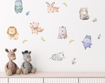 Watercolor Baby Animal Fabric Wall Decals: Safari Nursery Decor