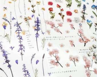 Flower Sticker Sheet, Country Garden Planner Stickers, Cherry Blossom, Lavender, Rose, Journaling, Scrapbooking Supplies