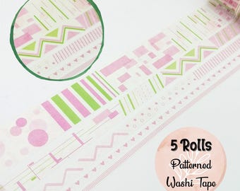 Pink Geometrisches Washi Tape Set: Scrapbook Planer Zubehör