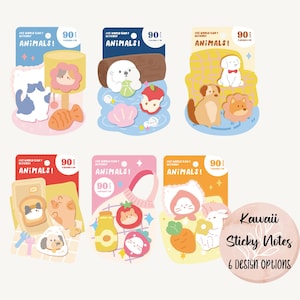 Kawaii Animal Sticky Notes, Mini Message Notes, 90 Sheets, Planner Scrapbooking Notes, Cute Stationery Gift