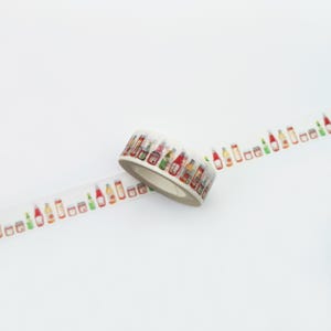 Rolo de fita adesiva washi para molho, coleção de condimentos, 15 mm x 7 m, borda para planejador, fita decorativa para scrapbooking