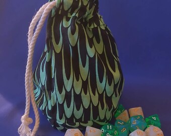 Bolsa de dados/trinket negro y verde