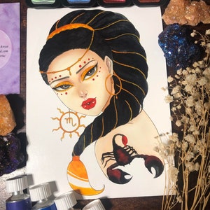 Scorpio 12 Zodiac Signs Print  || Horoscope || Fine Art Print