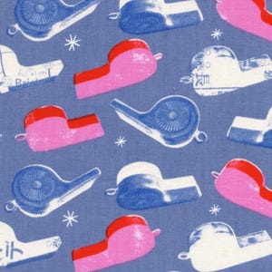 FQ Cotton + Steel TRINKET fabric |  WHISTLES in blue | by Melody Miller | Rare! oop, htf | flat-rate shipping | continuous yardage available