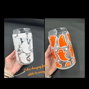 Spooky COLOR CHANGING ghosts | iced coffee glass| beer can glass | | Ghosts|