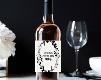 Demande de marraine/parrain / personnalisé / collant / bouteille de vin