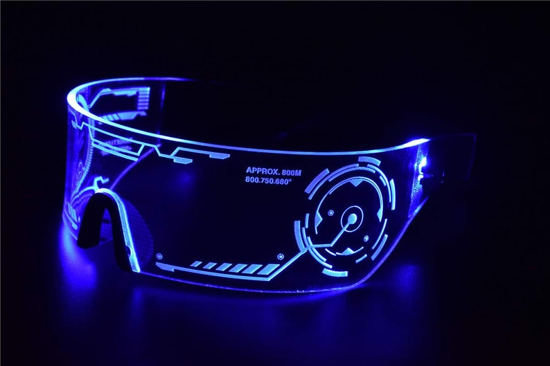 Blue Tron LED Visor Glasses Perfect for Cosplay and Etsy