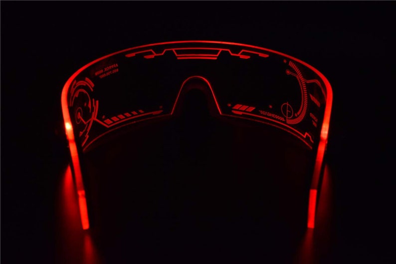 Red Cyberpunk LED Visor Glasses Perfect For Cosplay and Etsy