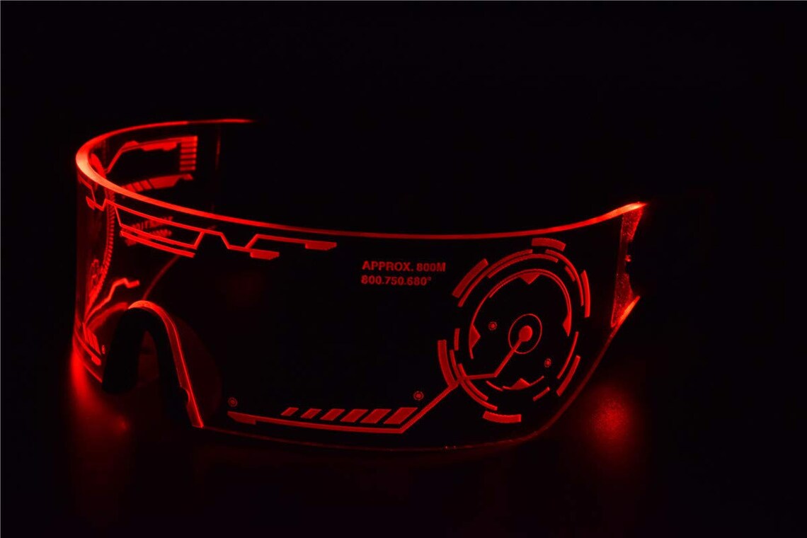 Red Cyberpunk LED Visor Glasses Perfect for Cosplay and Etsy