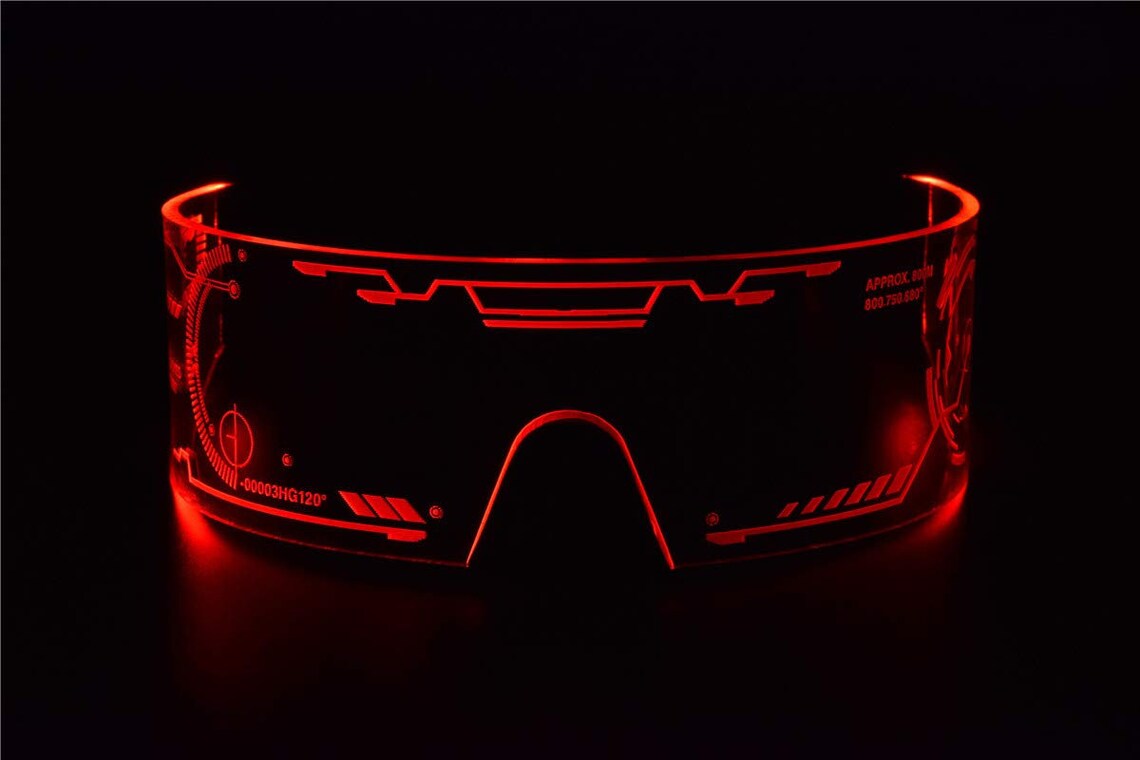 Red Cyberpunk LED Visor Glasses Perfect for Cosplay and Etsy