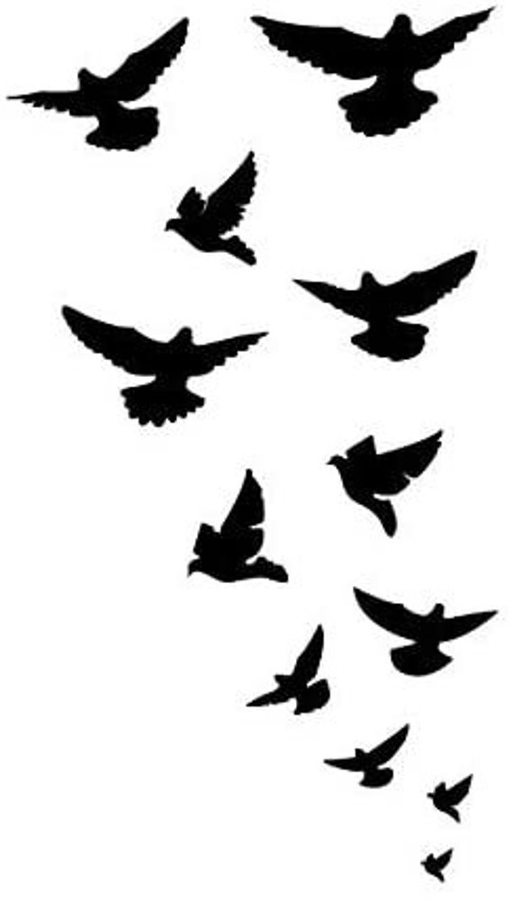 Soaring Small Birds Temporary Tattoo Large Size Pack of 4 - Etsy