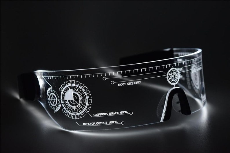White Cyberpunk LED Tron Visor Glasses Perfect for Cosplay Etsy