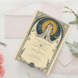 Invito di nozze ispirato ai tarocchi incantati