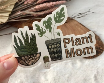 Plant Mom Vinyl Sticker, Plant Mama Water Bottle Sticker