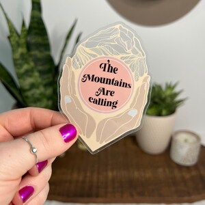The Mountains are Calling Sticker, Clear Mountains are Calling, Clear Vinyl Sticker, Clear Home Decor Sticker, Water bottle sticker