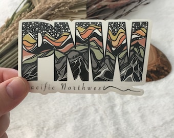 PNW Sticker, Pacific Northwest, Oregon, Washington, Idaho, British Columbia, Car Decal, Bumper Sticker, Vinyl Decal, Vinyl Sticker, Art