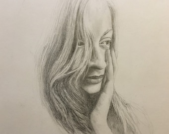 Estudio de retrato original de grafito A4