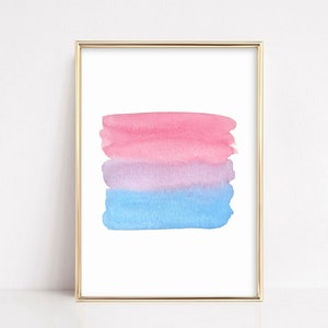Bisexual flag | Watercolor pride flag | Bisexual pride art | Bisexual poster