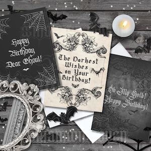 Gothic Birhday Card, Aletrnative Gift, Victorian Greeting Card, Black Roses Goth Bday Card, Dark Aesthetic Card, Witchy Birthday Card