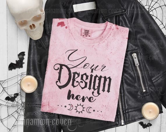 Clay Color Blast Shirt Mockup Comfort Colors 1745 Halloween Shirt Mock-up Pink Tshirt Mock up Gothic Grunge Mockup Spooky Tie-Dye Shirt Mock