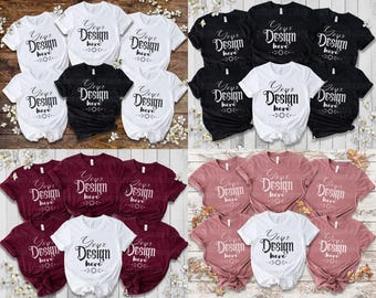 Bridal Party White Shirt Mockup Bella Canvas 3001 Tshirt Hen Party Family Group t-shirt Mockup Bundle Set Girls Trip Mockup Bachelorette Tee
