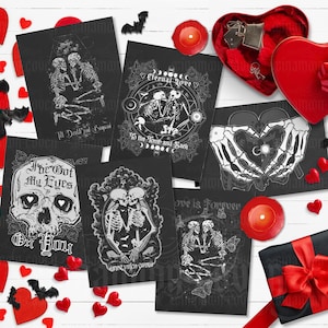 Skeleton Love Card Halloween Lover Card Goth Love Card Gothic Anniversary Dark Romantic Greeting Card Spooky Horror Valentine&#39;s Day Gift