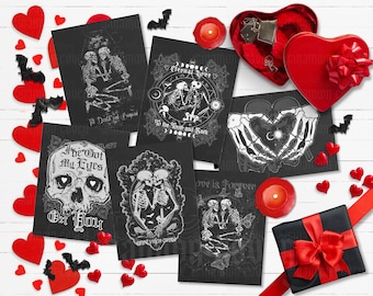 Skeleton Love Card Halloween Lover Card Goth Love Card Gothic Anniversary Dark Romantic Greeting Card Spooky Horror Valentine's Day Gift
