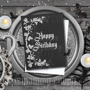 Gothic Birhday Card Aletrnative Gift Victorian Greeting Card Black Roses Goth Bday Card Dark Aesthetic Card Dark Art Witchy Birthday Card