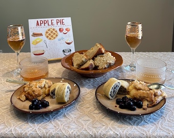 Fall Dishware Set: Autumn Plates, Mugs, Champagne Flutes & Recipe Art
