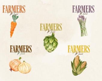 Vegetable Watercolor SVG Set: Farmers Market Art (Digital Download)
