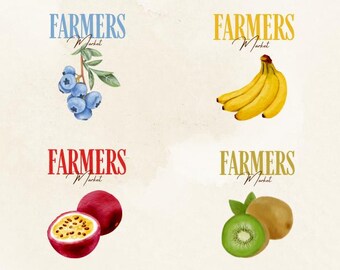 Farmers Market Fruit SVG Set: Customizable Art (Digital Download)