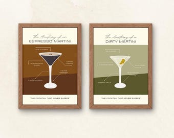 Martini Art Print Bundle: Espresso & Dirty Martini Illustration (Digital Download