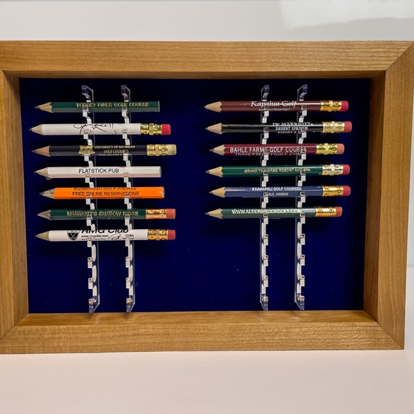 Cherry Golf Pencil Display (CAPB) - Golf Gift - Golf Decor - Golfer Gift - Souvenir Display - Golf Collectibles - Gift for Him - Man Cave