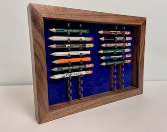 Walnut Golf Pencil Display (WWPB) - Golf Gift - Golf Decor - Golfer Gift - Souvenir Display - Golf Collectibles - Gift for Him - Man Cave